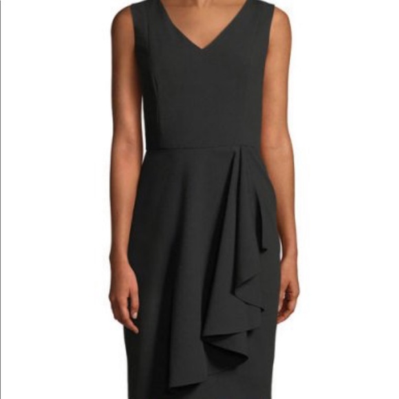 Calvin Klein Dresses & Skirts - Calvin Klein black sheath dress w/ front ruffle, 8